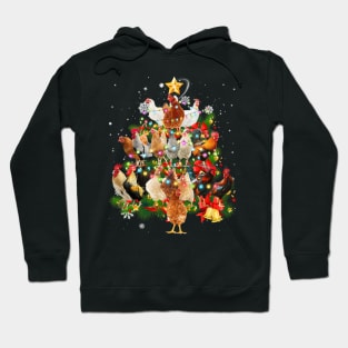 Chicken Tree Light Christmas Matching Family Chickens Pajama Hoodie